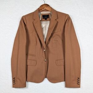 J Crew Blazer Jacket Womens 6 Brown Schoolboy Wool Gold Button Lined Tailored